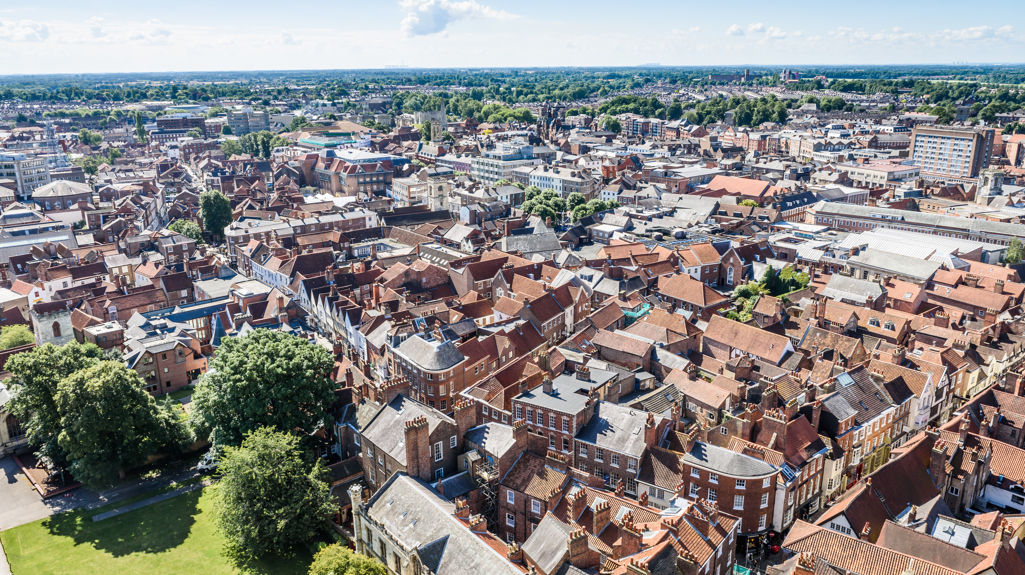 Aerial view of a town